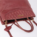 Miu Miu Matelasse Hand Bag Leather 2way Pink Gold Auth gh2131-6