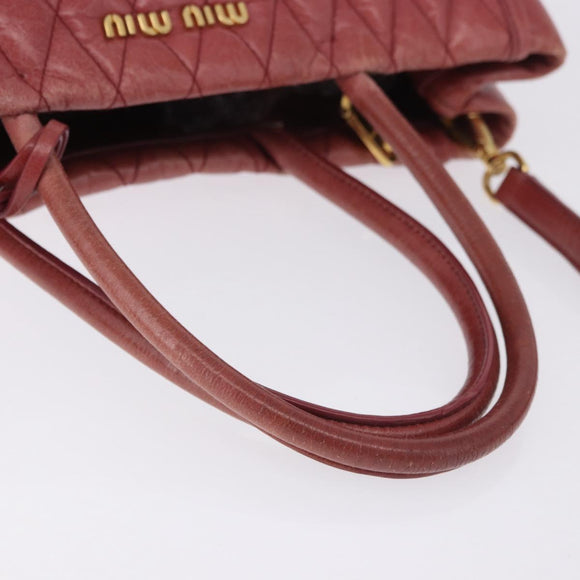 Miu Miu Matelasse Hand Bag Leather 2way Pink Gold Auth gh2131