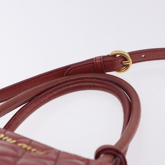Miu Miu Matelasse Hand Bag Leather 2way Pink Gold Auth gh2131