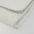 CELINE Shoulder Bag Leather White Gold Auth gh2134-15