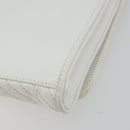 CELINE Shoulder Bag Leather White Gold Auth gh2134-17