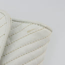 CELINE Shoulder Bag Leather White Gold Auth gh2134-8