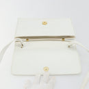 CELINE Shoulder Bag Leather White Gold Auth gh2134-9