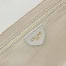 CELINE Shoulder Bag Leather White Gold Auth gh2134-20