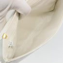 CELINE Shoulder Bag Leather White Gold Auth gh2134-10