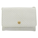 CELINE Shoulder Bag Leather White Gold Auth gh2134-13