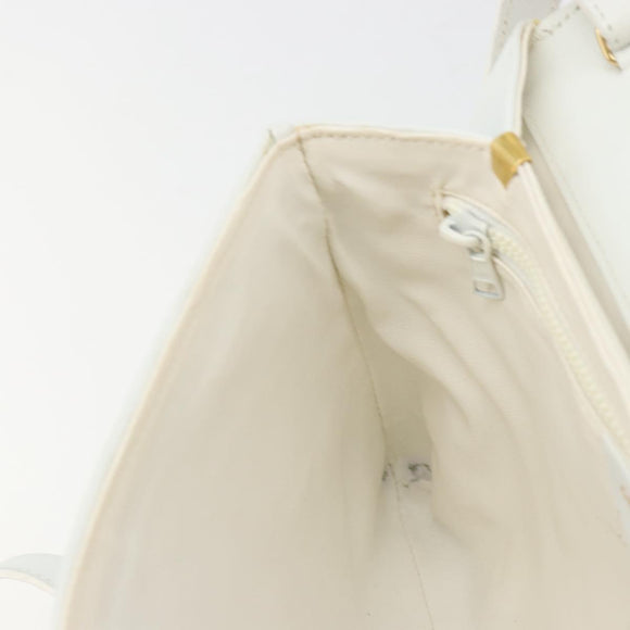 CELINE Shoulder Bag Leather White Gold Auth gh2134
