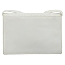 CELINE Shoulder Bag Leather White Gold Auth gh2134-2