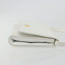 CELINE Shoulder Bag Leather White Gold Auth gh2134-3