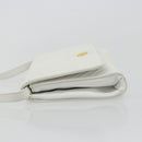 CELINE Shoulder Bag Leather White Gold Auth gh2134-4