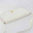 CELINE Shoulder Bag Leather White Gold Auth gh2134-6