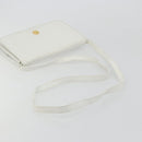 CELINE Shoulder Bag Leather White Gold Auth gh2134-7