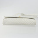 CELINE Shoulder Bag Leather White Gold Auth gh2134-5