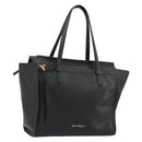 Salvatore Ferragamo Gancini Tragetasche Leder Schwarz Gold Auth gh2138-1