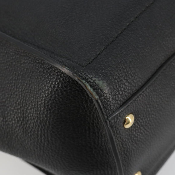 Salvatore Ferragamo Gancini Tragetasche Leder Schwarz Gold Auth gh2138