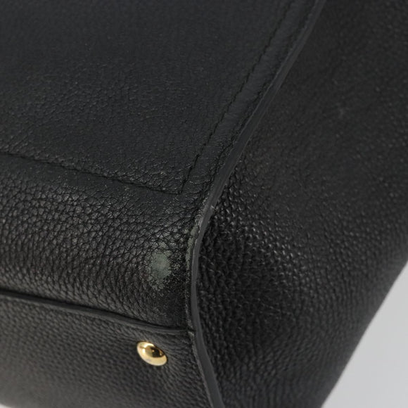 Salvatore Ferragamo Gancini Tragetasche Leder Schwarz Gold Auth gh2138