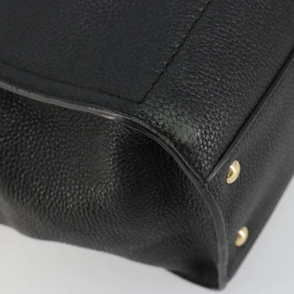 Salvatore Ferragamo Gancini Tragetasche Leder Schwarz Gold Auth gh2138
