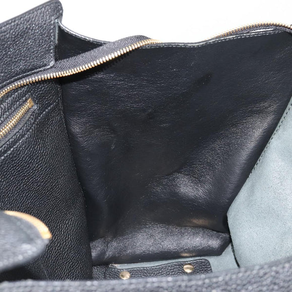 Salvatore Ferragamo Gancini Tragetasche Leder Schwarz Gold Auth gh2138