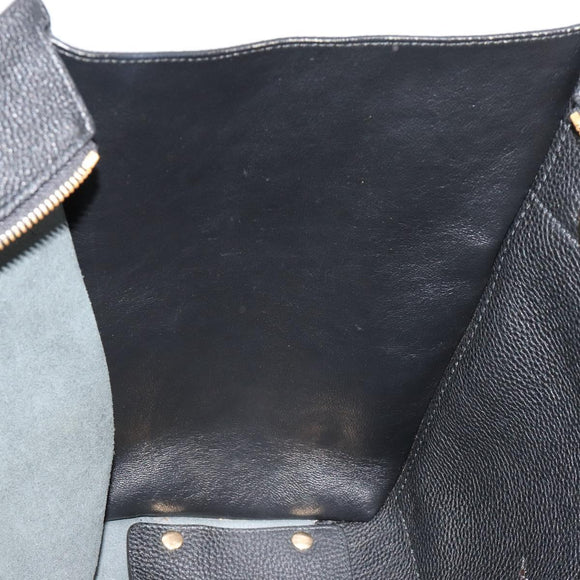 Salvatore Ferragamo Gancini Tragetasche Leder Schwarz Gold Auth gh2138