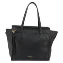 Salvatore Ferragamo Gancini Tragetasche Leder Schwarz Gold Auth gh2138-2