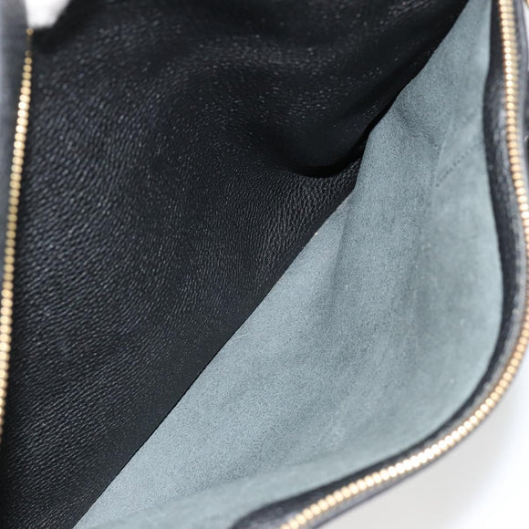 Salvatore Ferragamo Gancini Tragetasche Leder Schwarz Gold Auth gh2138
