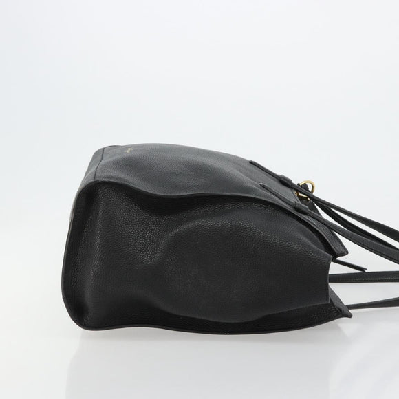 Salvatore Ferragamo Gancini Tragetasche Leder Schwarz Gold Auth gh2138
