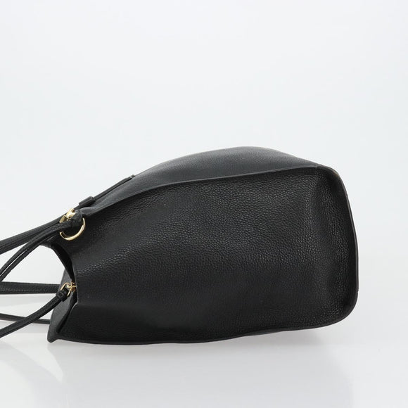 Salvatore Ferragamo Gancini Tragetasche Leder Schwarz Gold Auth gh2138