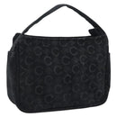 CELINE C Macadam Canvas Hand Bag Black Gold Auth gh2139A-1