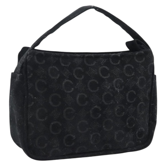 CELINE C Macadam Canvas Hand Bag Black Gold Auth gh2139A