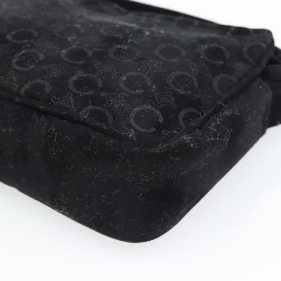 CELINE C Macadam Canvas Hand Bag Black Gold Auth gh2139A