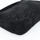 CELINE C Macadam Canvas Hand Bag Black Gold Auth gh2139A-13