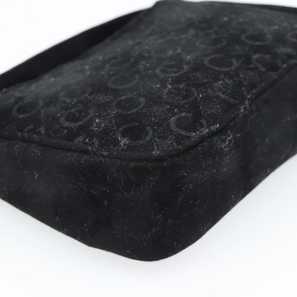 CELINE C Macadam Canvas Hand Bag Black Gold Auth gh2139A
