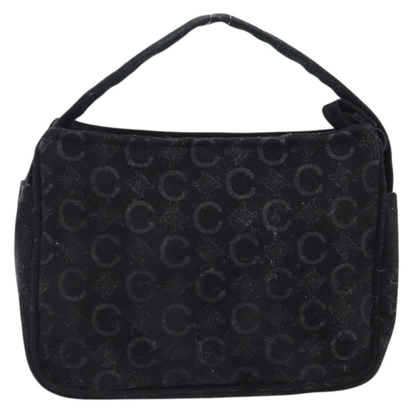 CELINE C Macadam Canvas Hand Bag Black Gold Auth gh2139A