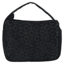 CELINE C Macadam Canvas Hand Bag Black Gold Auth gh2139A-3