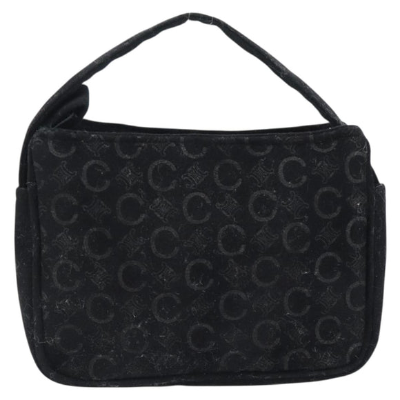 CELINE C Macadam Canvas Hand Bag Black Gold Auth gh2139A