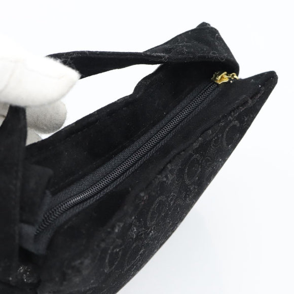 CELINE C Macadam Canvas Hand Bag Black Gold Auth gh2139A