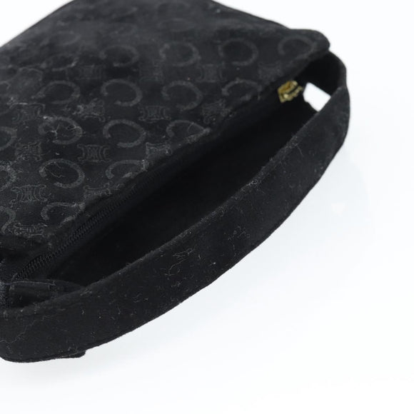 CELINE C Macadam Canvas Hand Bag Black Gold Auth gh2139A