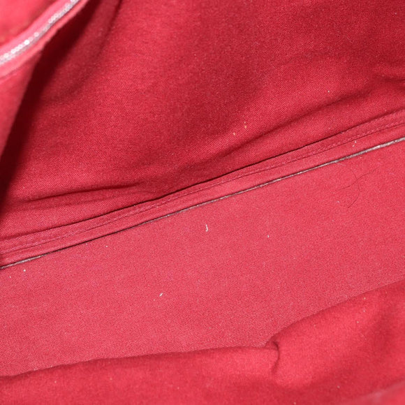 HERMES Fourre Tout MM Hand Bag Canvas Red Silver Auth gh2140