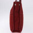 HERMES Fourre Tout MM Hand Bag Canvas Red Silver Auth gh2140-4