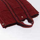 HERMES Fourre Tout MM Hand Bag Canvas Red Silver Auth gh2140-6