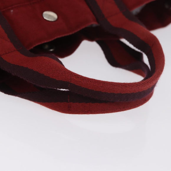 HERMES Fourre Tout MM Hand Bag Canvas Red Silver Auth gh2140