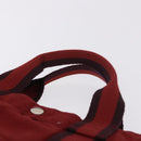 HERMES Fourre Tout MM Hand Bag Canvas Red Silver Auth gh2140-8