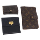 LOUIS VUITTON Salvatore Ferragamo Monogram Wallet Leather 3 Set Auth gh2141-1