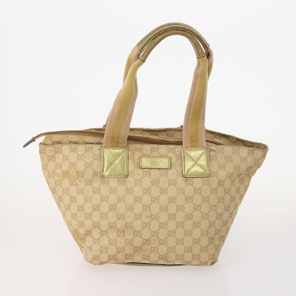 GUCCI GG Canvas Tote Bag Leather Canvas 4 Set Beige Black Brown Auth gh2142