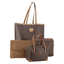 CELINE Macadam Canvas Clutch Bag PVC Leather 4 Set Brown Beige Auth gh2143-1
