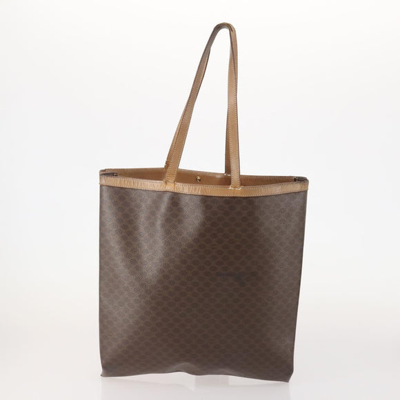 CELINE Macadam Canvas Clutch Bag PVC Leather 4 Set Brown Beige Auth gh2143