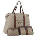 GUCCI GG Supreme GG Plus Supreme Web Sherry Line Bag PVC 3 Set Beige Auth gh2144-1