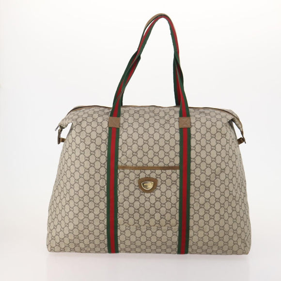 GUCCI GG Supreme GG Plus Supreme Web Sherry Line Bag PVC 3 Set Beige Auth gh2144