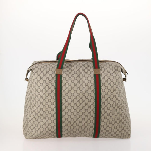 GUCCI GG Supreme GG Plus Supreme Web Sherry Line Bag PVC 3 Set Beige Auth gh2144