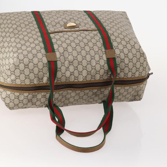 GUCCI GG Supreme GG Plus Supreme Web Sherry Line Bag PVC 3 Set Beige Auth gh2144